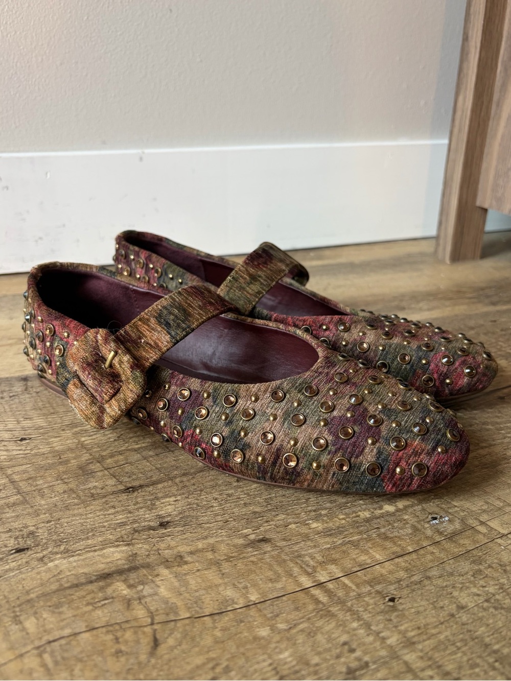 Circus By Sam Edelman Blaire Studded Mary Jane Buckle Flats in Golden Pear Plum